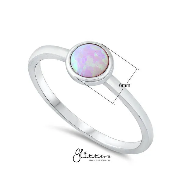 Sterling Silver Pink Circle Opal Women's Rings