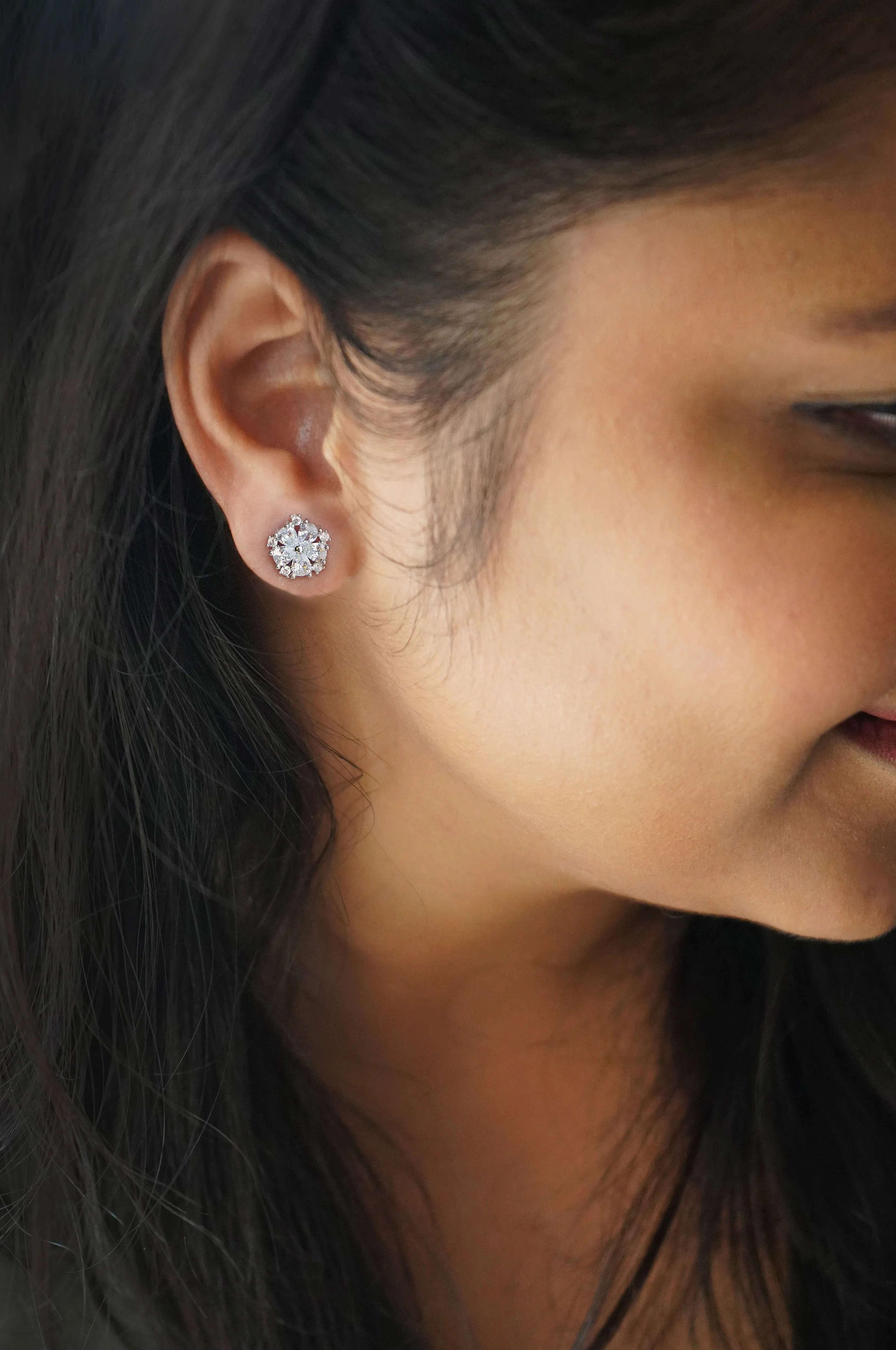 Sunshine Flower Sterling Silver Stud Earrings