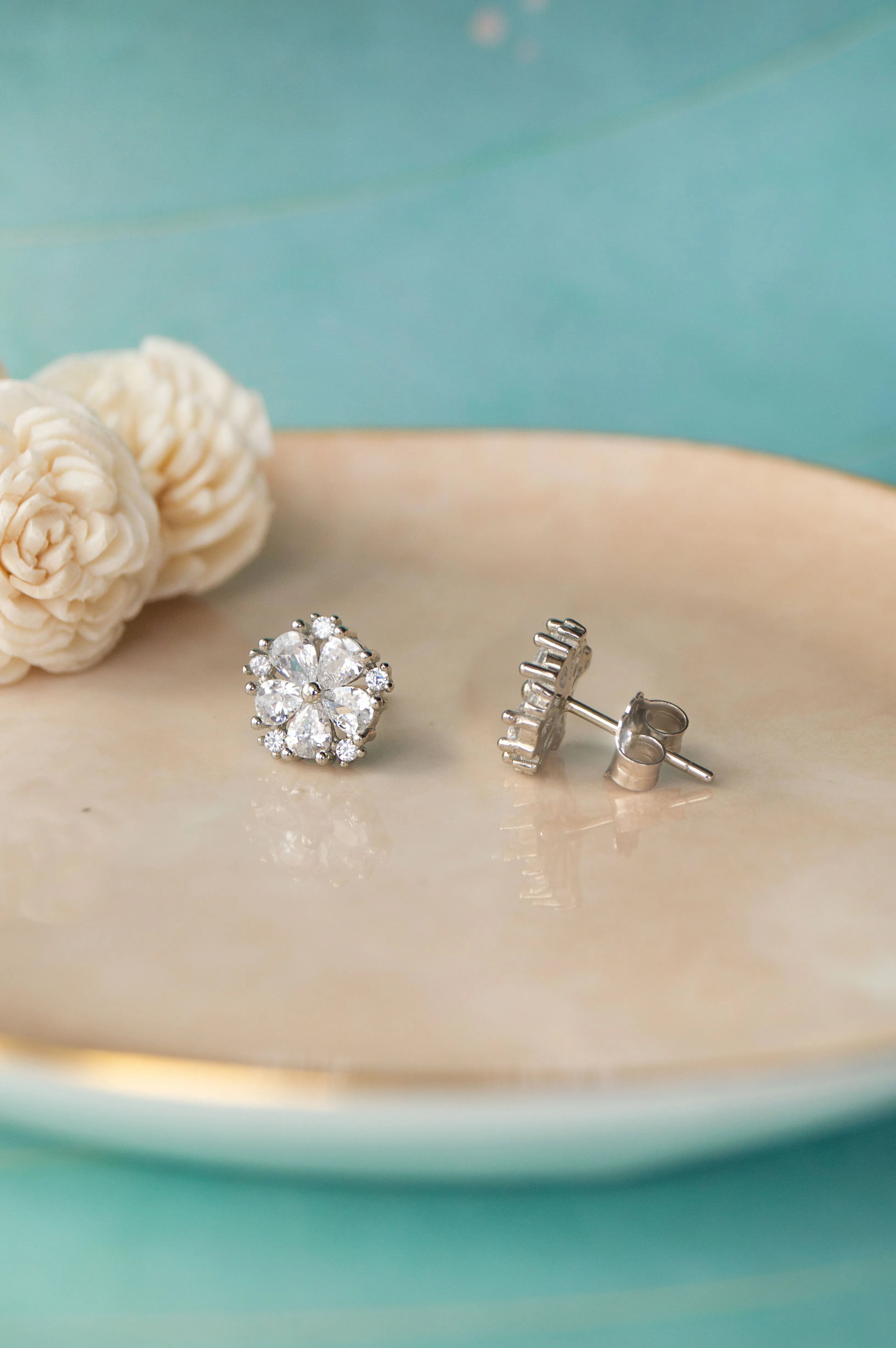 Sunshine Flower Sterling Silver Stud Earrings