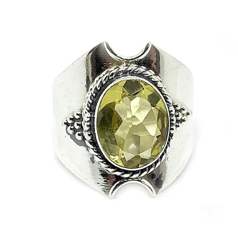 Surya Lemon Quartz Bohemian Ring