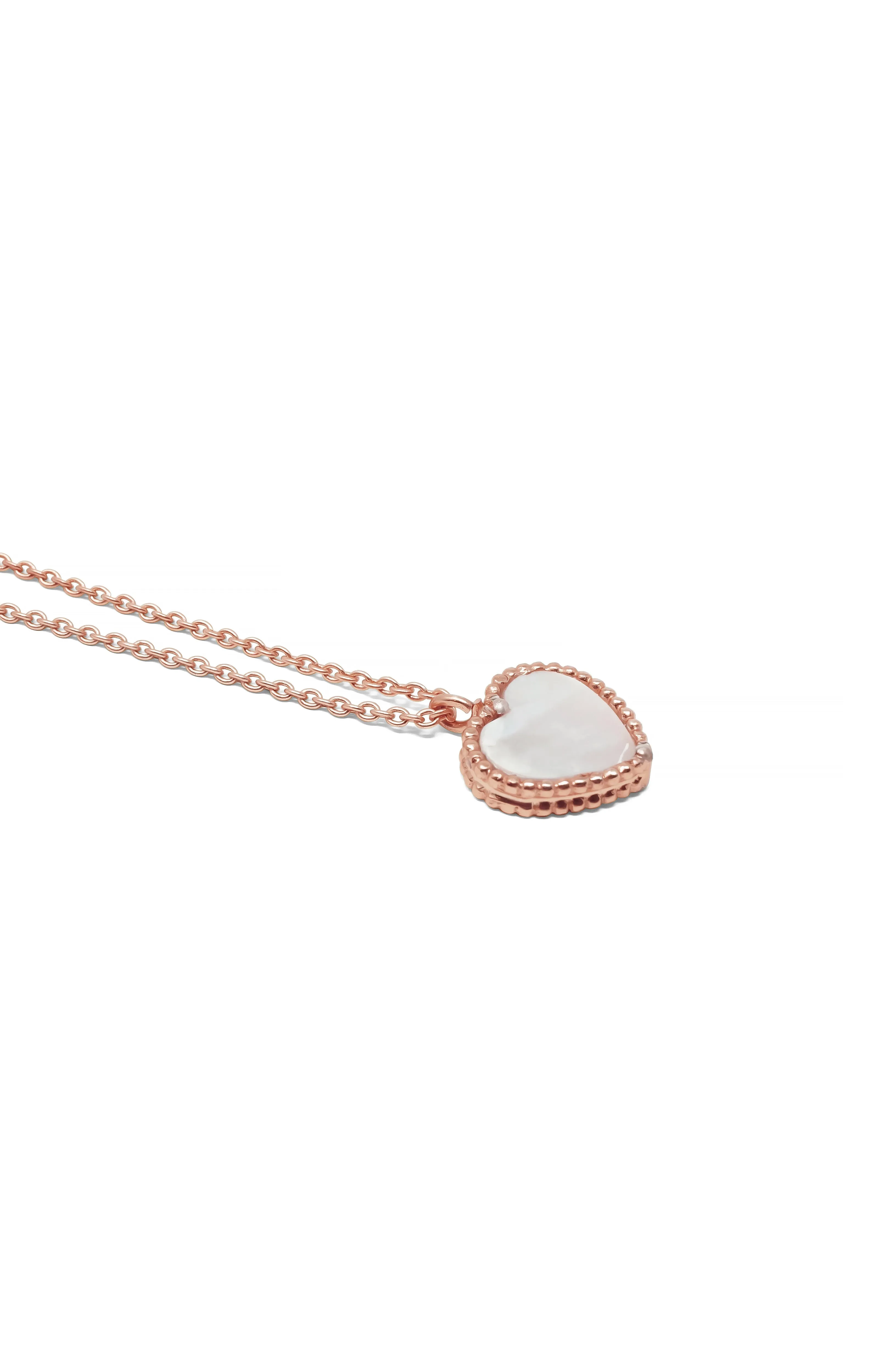 Sweet Heart Mother Of Pearl Sterling Silver Necklace