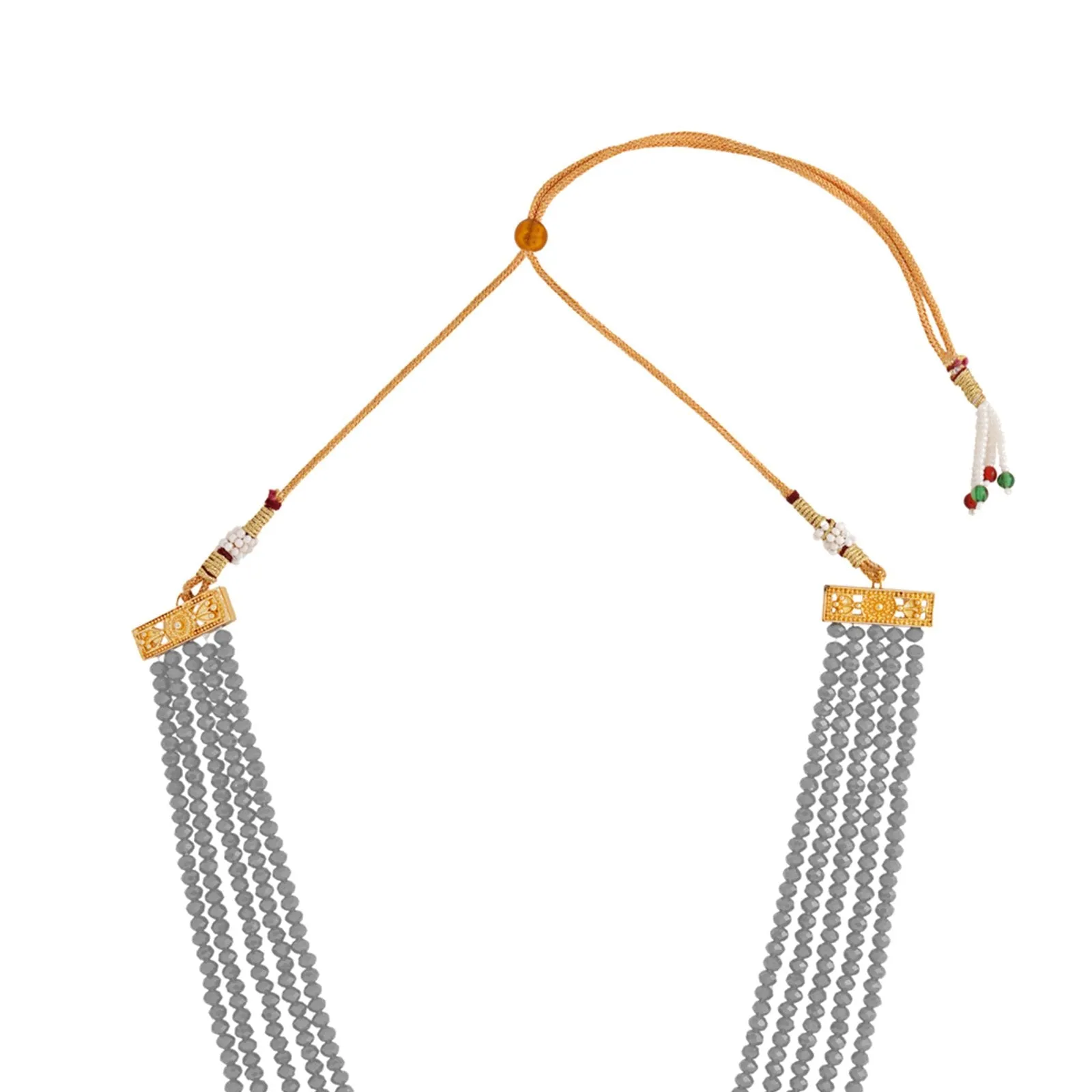 Teejh Ranihaar Light Grey Beads And Stone Necklace Set