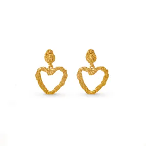 Textured Open Heart Drop Earrings