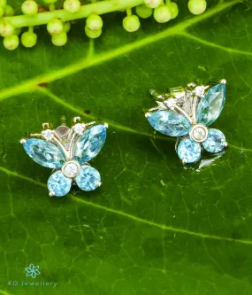 The Butterfly Silver Gemstone Ear-studs (Blue Topaz)