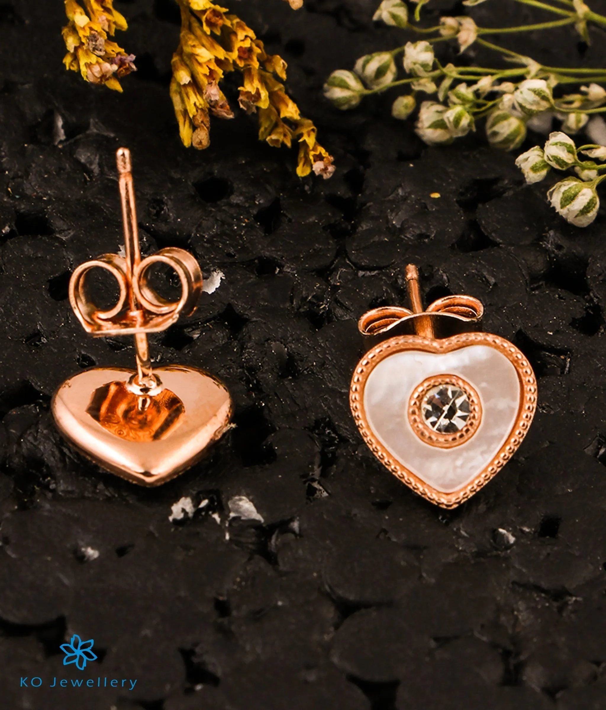 The Faithful Heart Silver Rosegold Earstuds