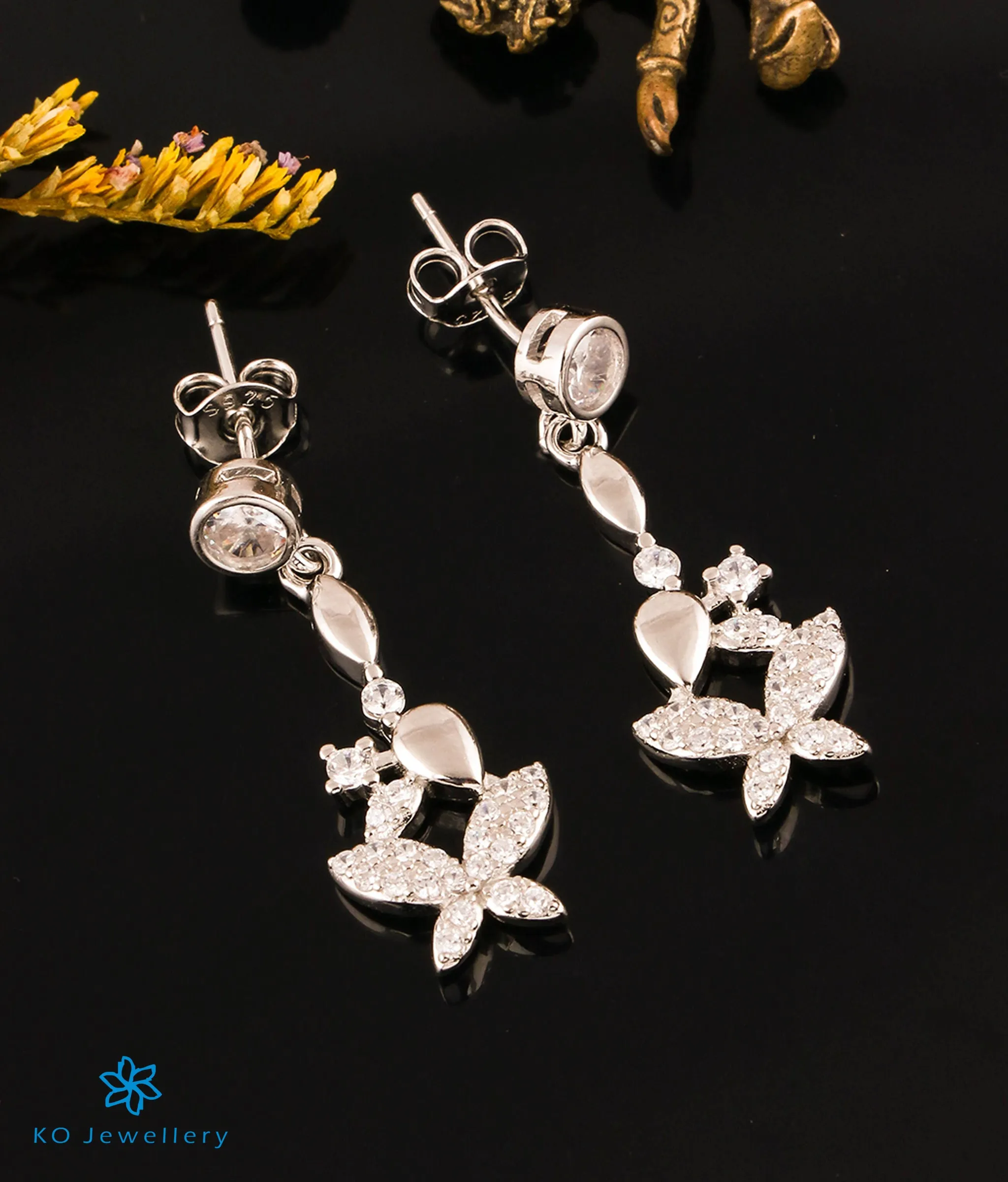 The Glowing Butterfly Cocktail Silver Earrings