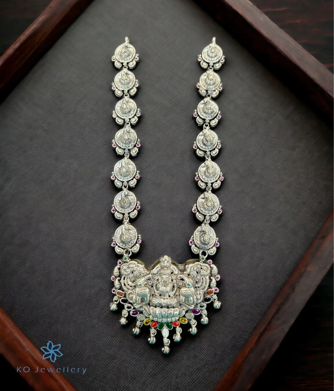 The Lakshmi Navilu Silver Navratna Necklace