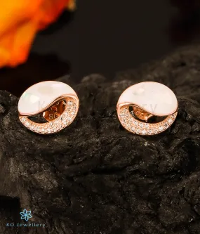 Elegant Precious Shell Silver and Rose Gold Ear Studs for a Touch of Glamour