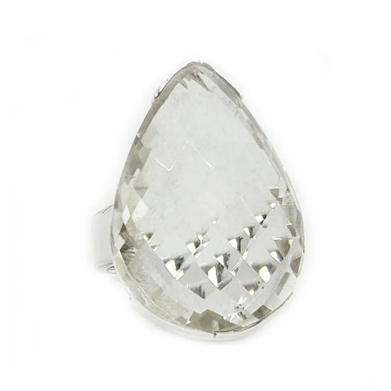 Tiff Clear Quartz Gemstone Teardrop Ring