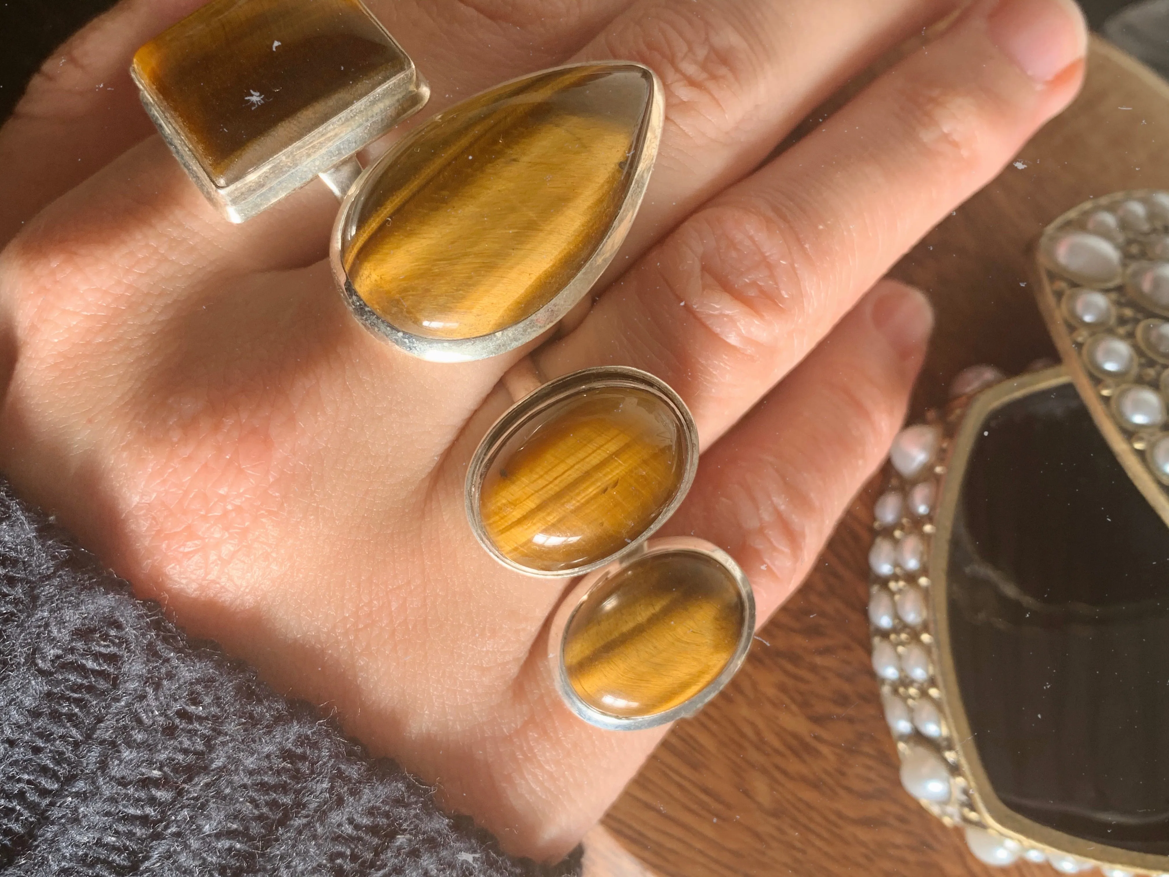 Tiger’s Eye Rings Mix - Large Plain