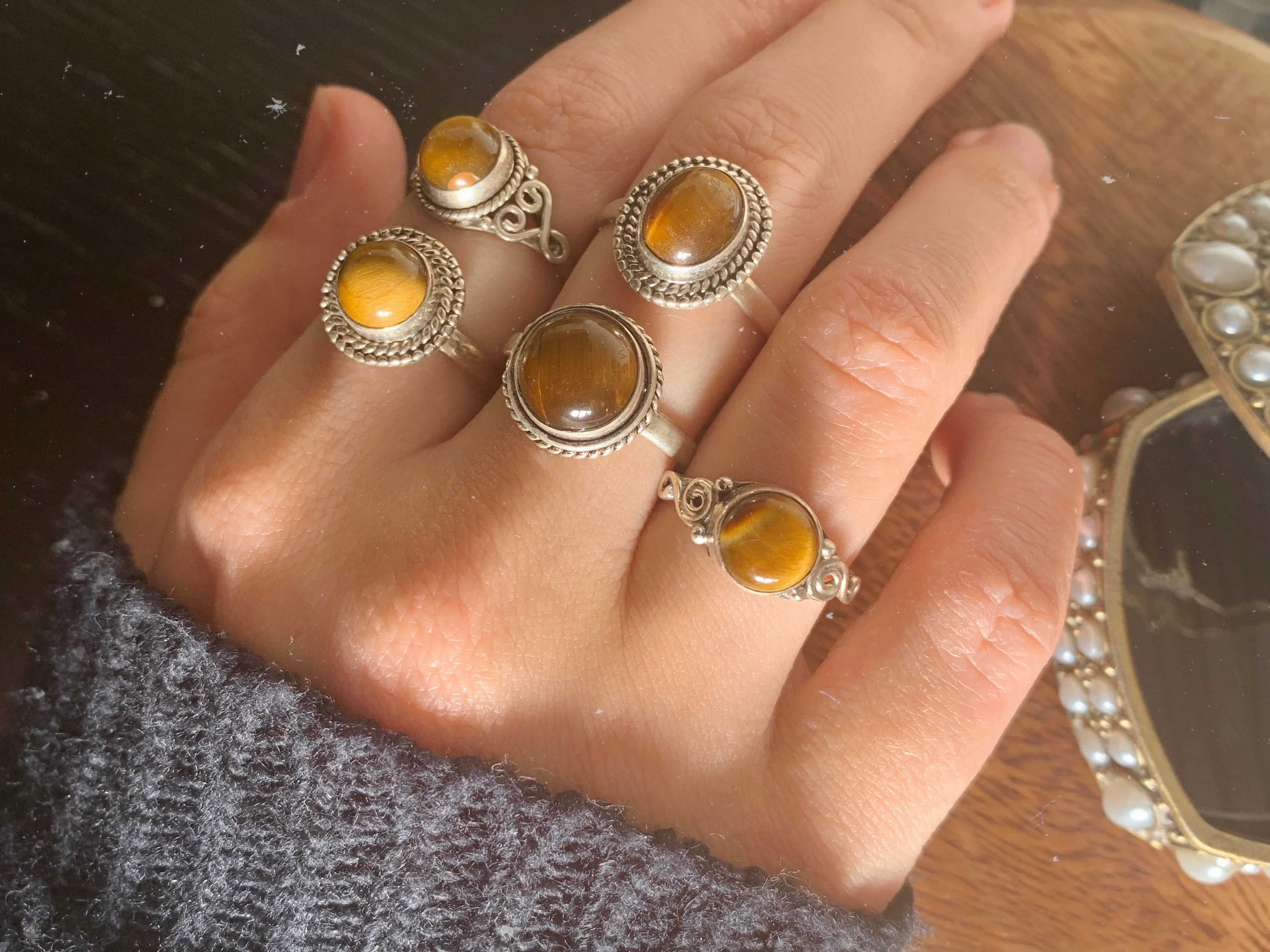 Tiger’s Eye Rings Mix - Small Designed