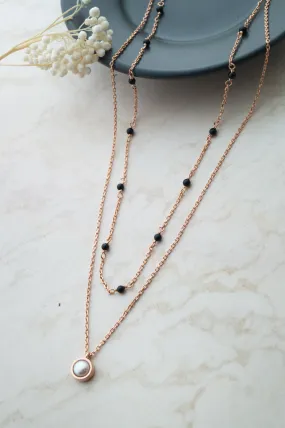 Trending Multilayer With Pearl Rose Gold Plated Sterling Silver Mangalsutra Necklace