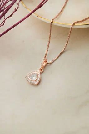 Trillion Sparkle Triangular Rose Gold Plated Sterling Silver Pendant