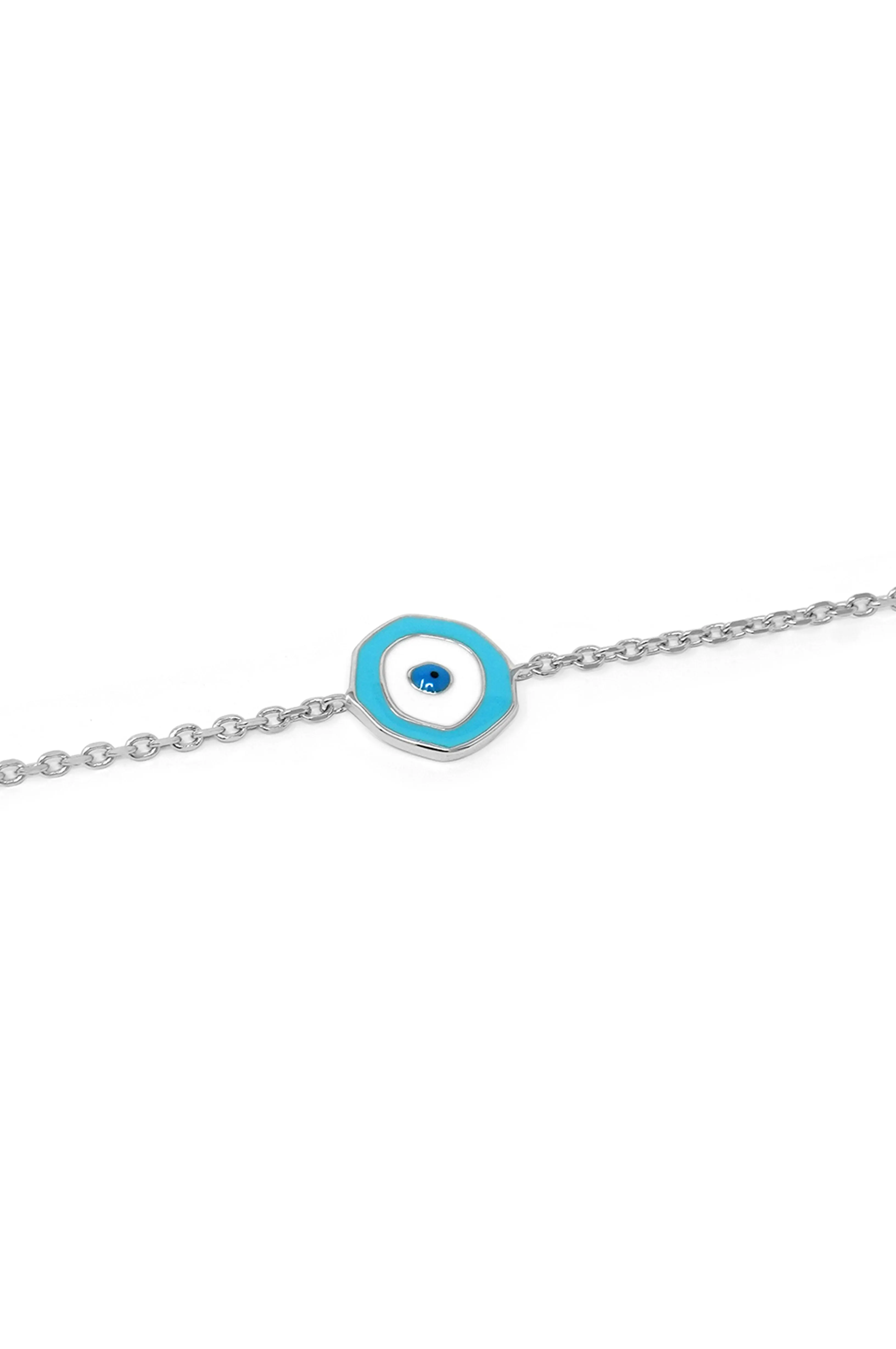 Unconventional Evil Eye Rose Gold Plated Sterling Silver Chain Bracelet