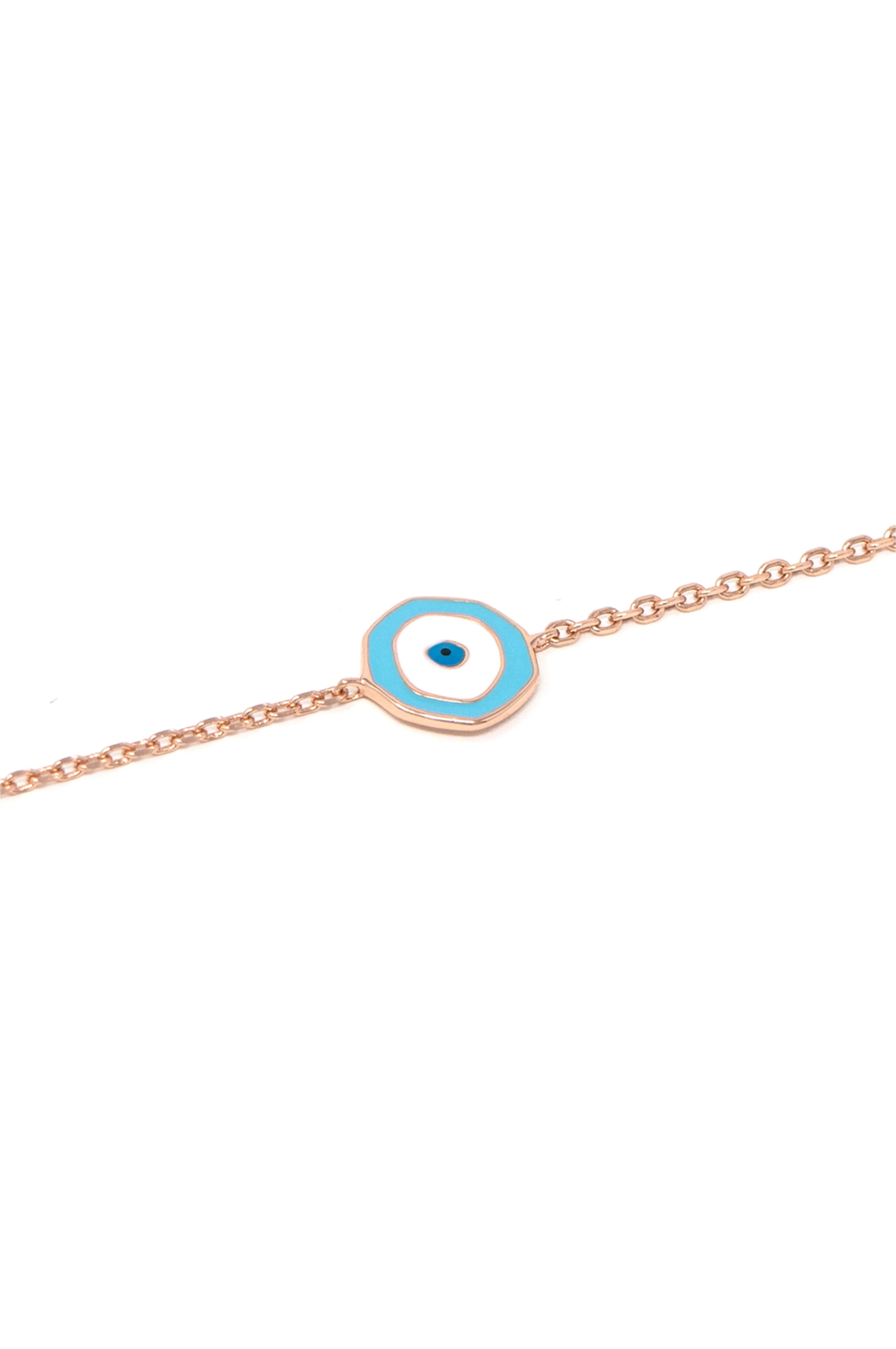 Unconventional Evil Eye Rose Gold Plated Sterling Silver Chain Bracelet