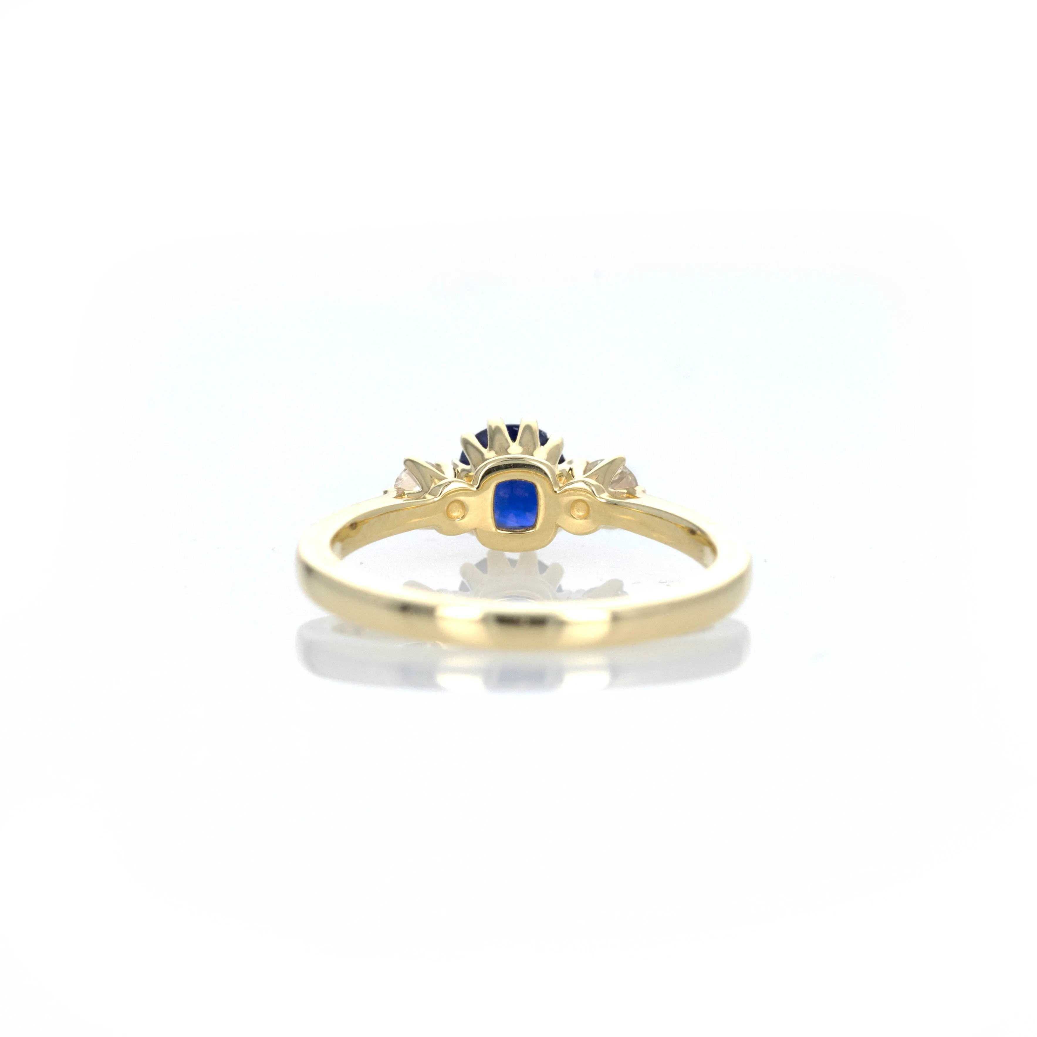 Victorian Inspired 0.62 Carat Natural Sapphire Diamond Three Stone Ring