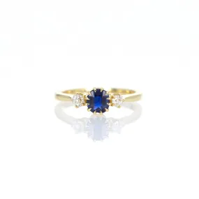 Victorian Inspired 0.62 Carat Natural Sapphire Diamond Three Stone Ring