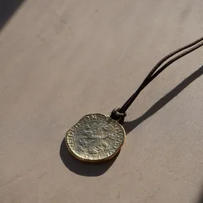 Vintage Grecian Coin Cord Necklace - Gold