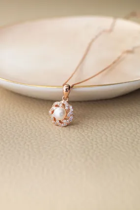 Whirlpool With Pearl Rose Gold Plated Sterling Silver Pendant