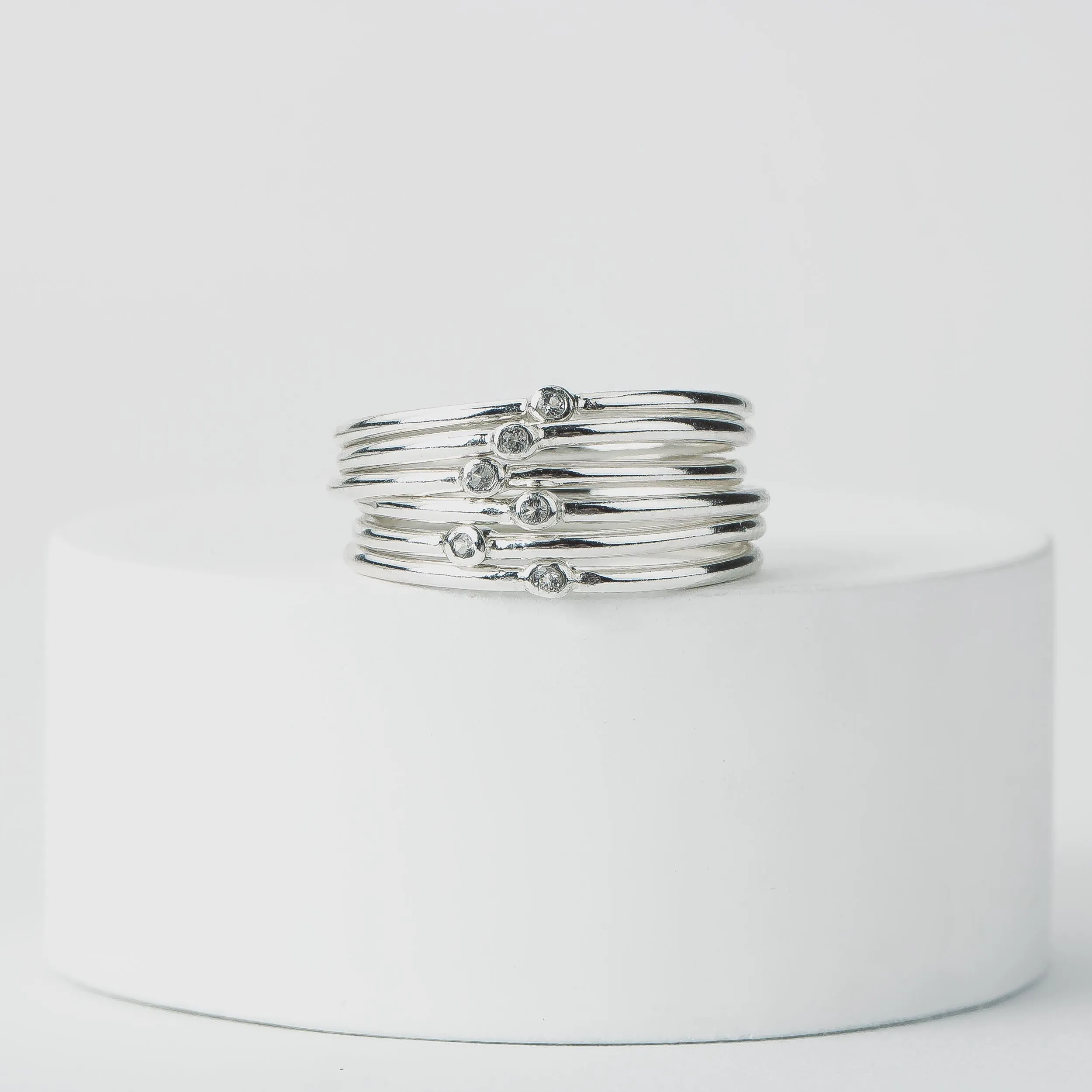 White Diamond Stacking Rings