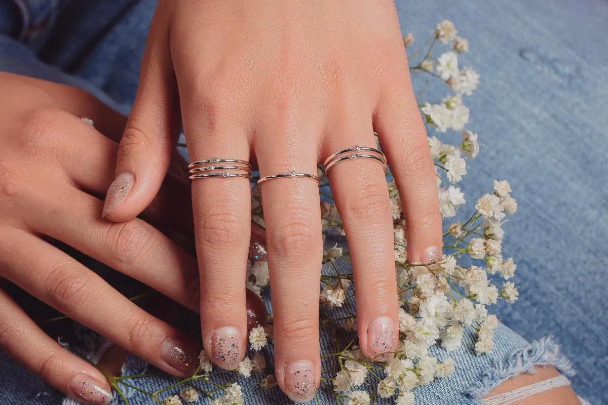 White Diamond Stacking Rings