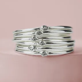 White Diamond Stacking Rings