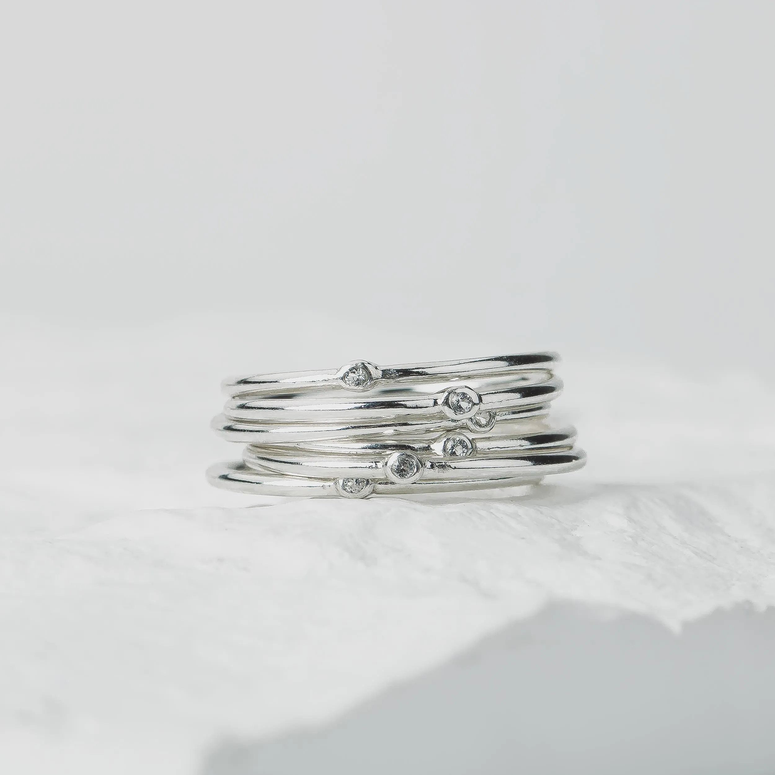 White Diamond Stacking Rings