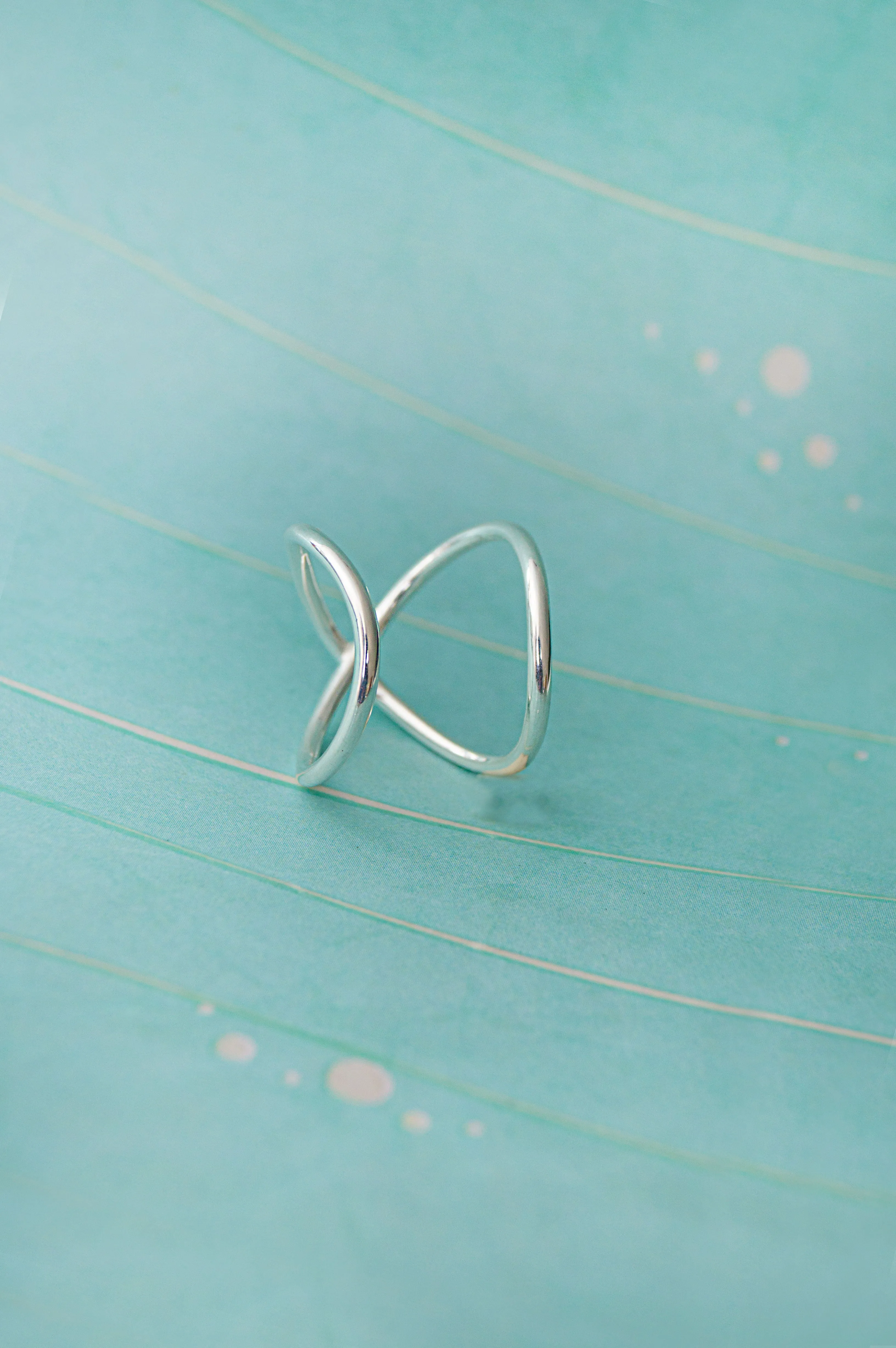 Wrapped Along Cross Sterling Silver Statement Ring