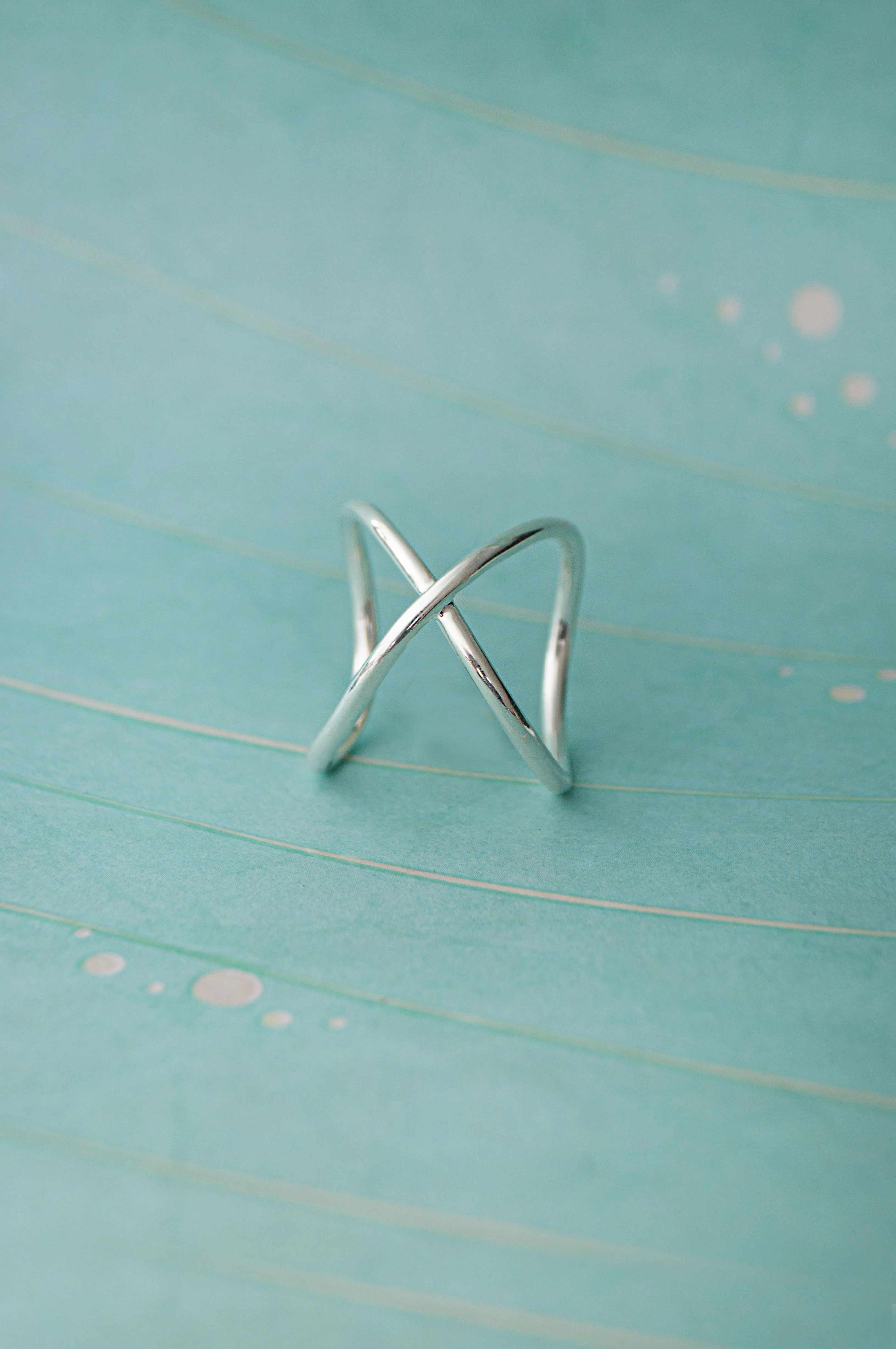 Wrapped Along Cross Sterling Silver Statement Ring